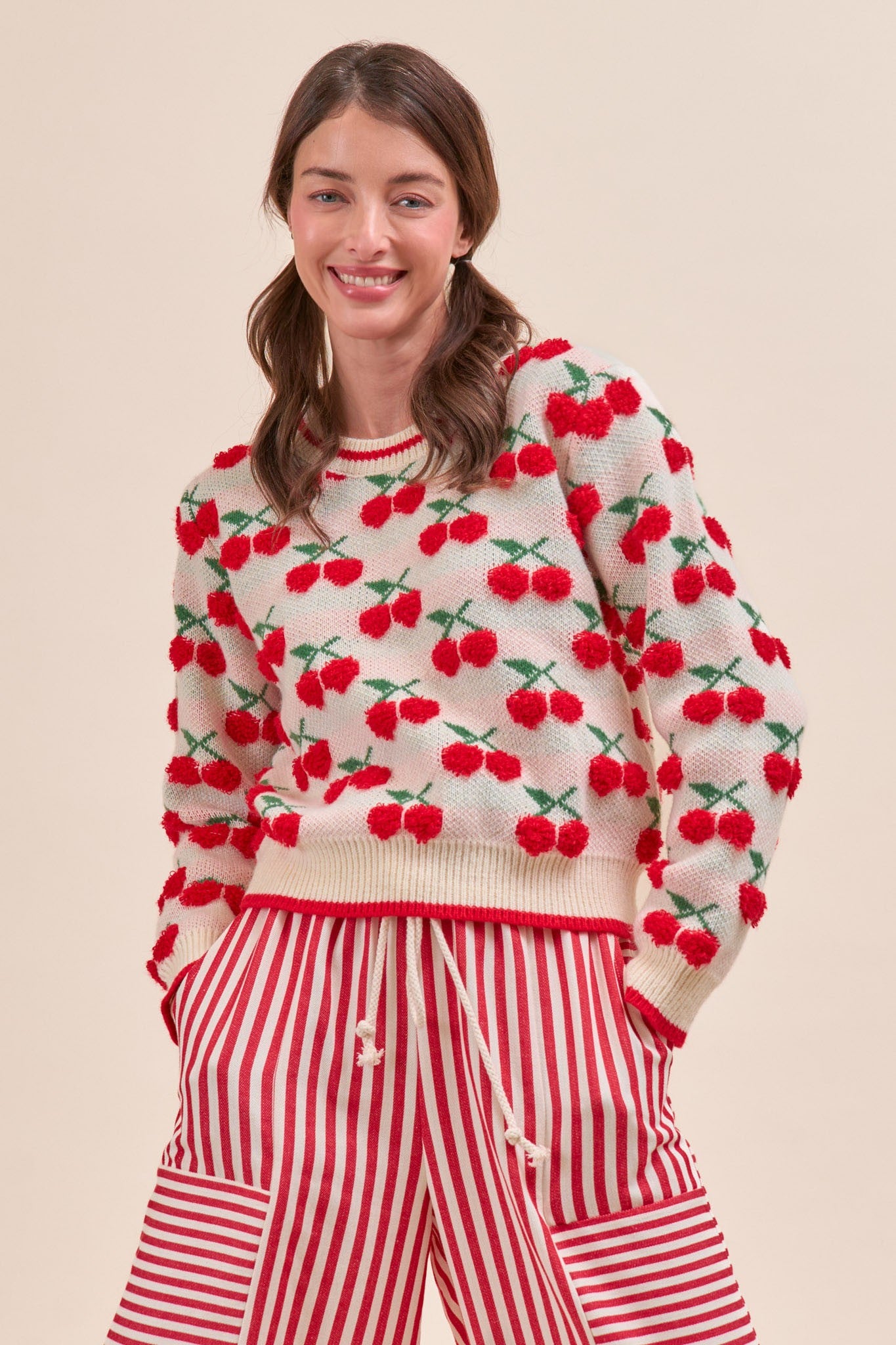 Fuzzy Cherry Sweater