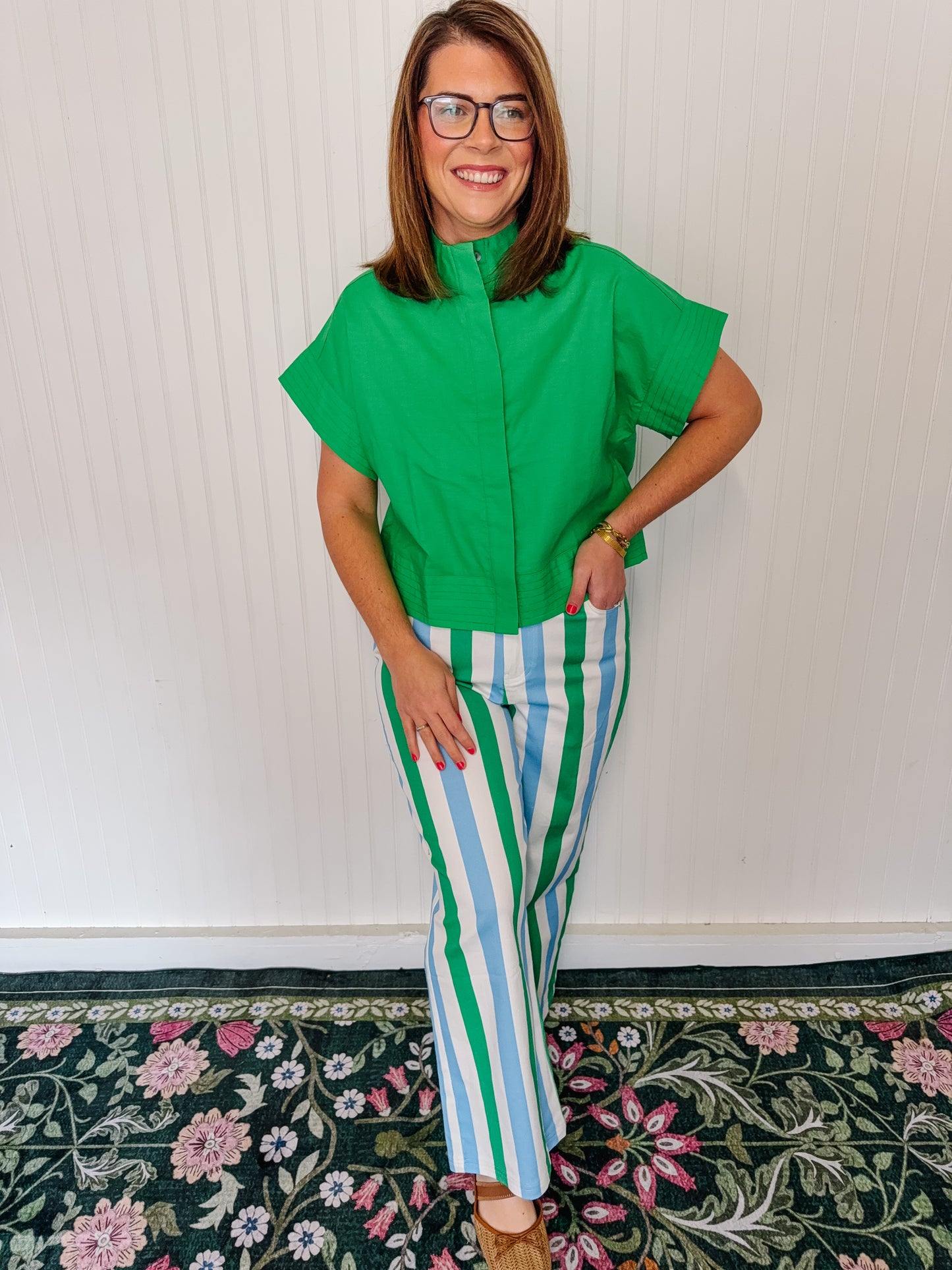 Green Short Sleeve Top