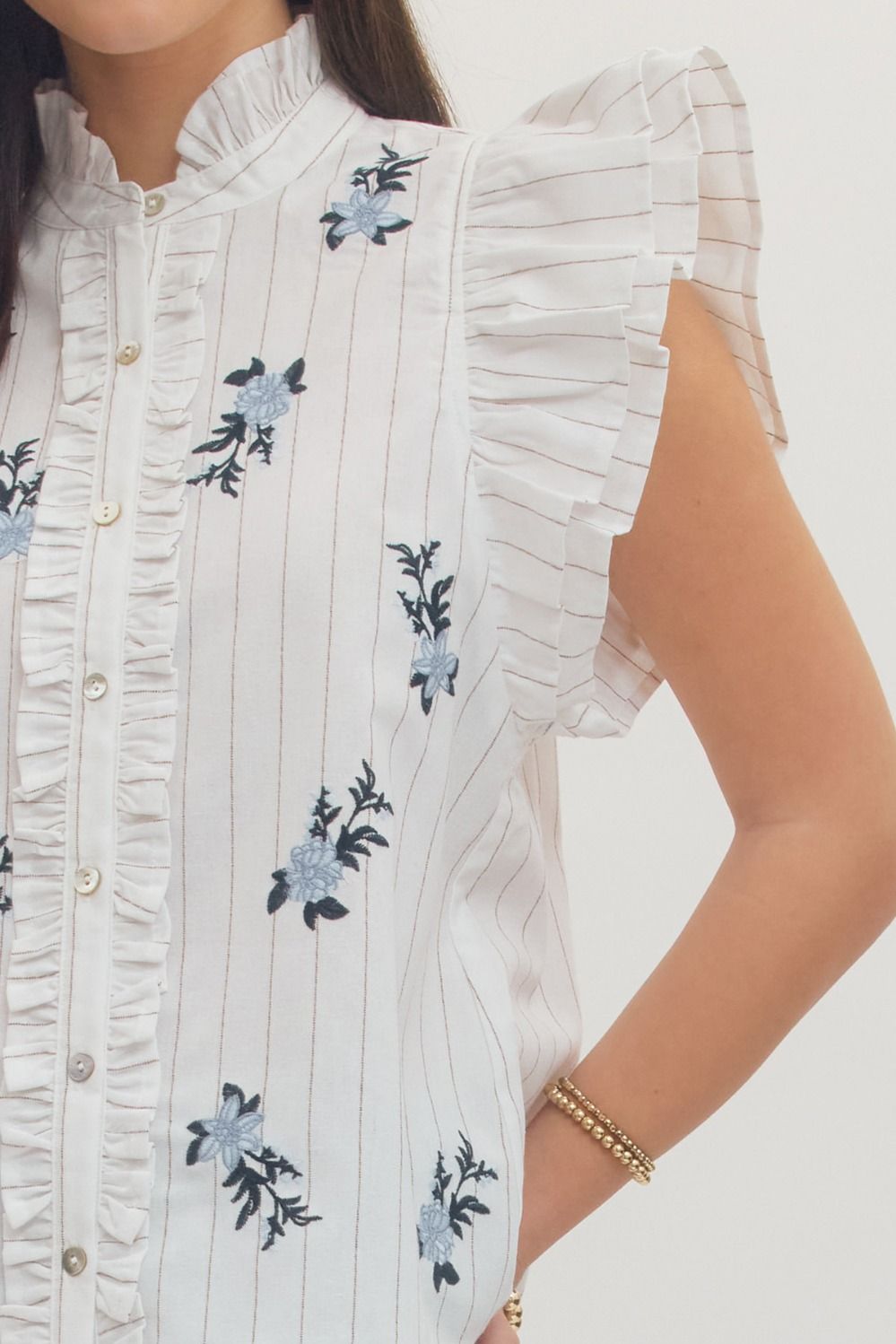 Embroidered Flutter Sleeve