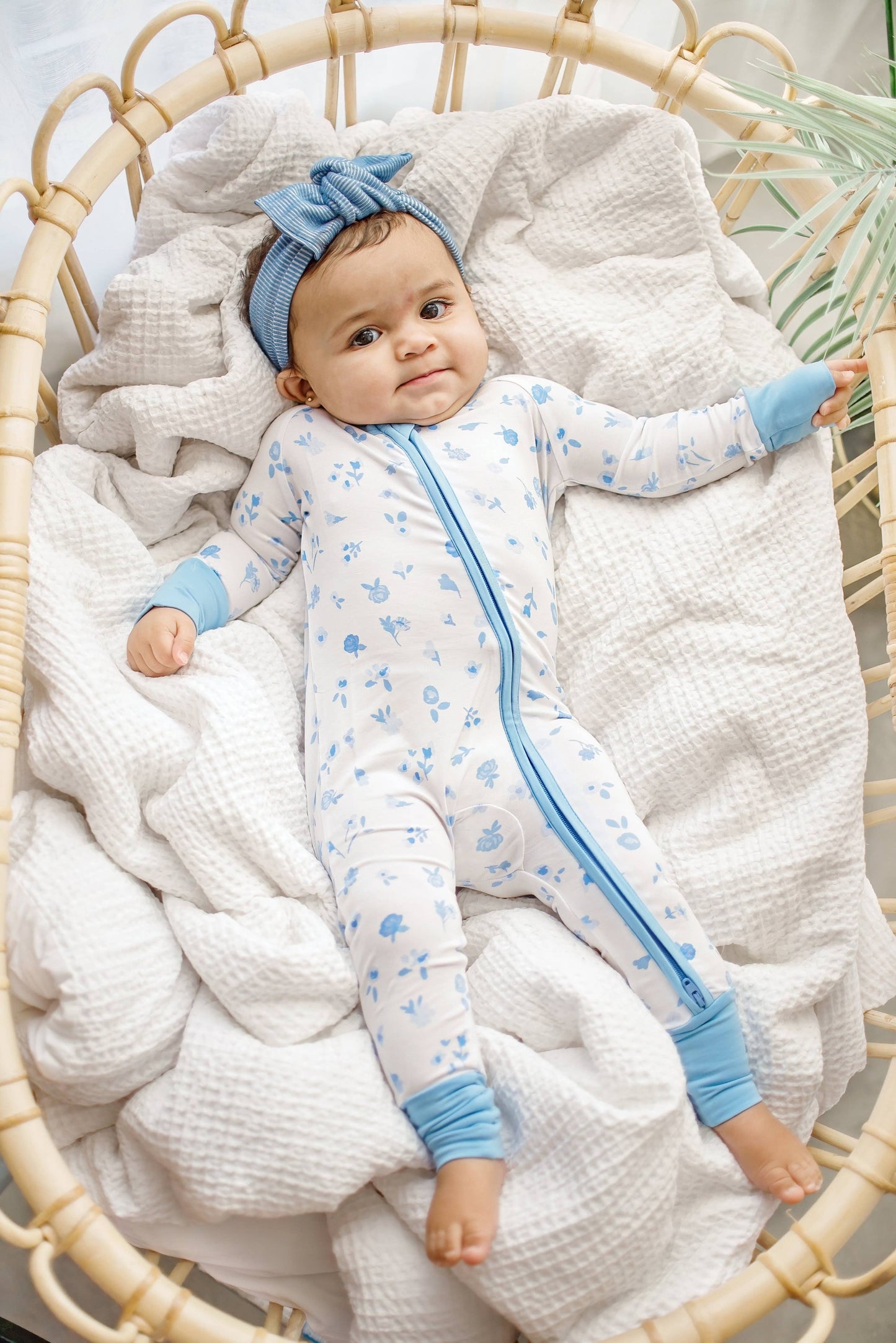 Blue Floral Bamboo Zippy Pajamas🌸🩵|