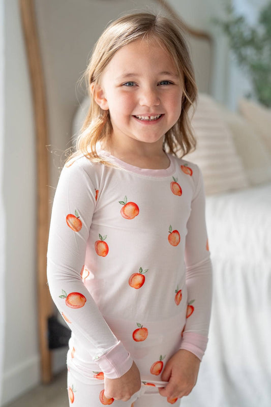 Summer Sweet Peach Bamboo Pajamas 🍑  Two-Piece Kids PJ Set