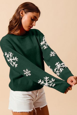 SNOWFLAKE SLEEVE SWEATER