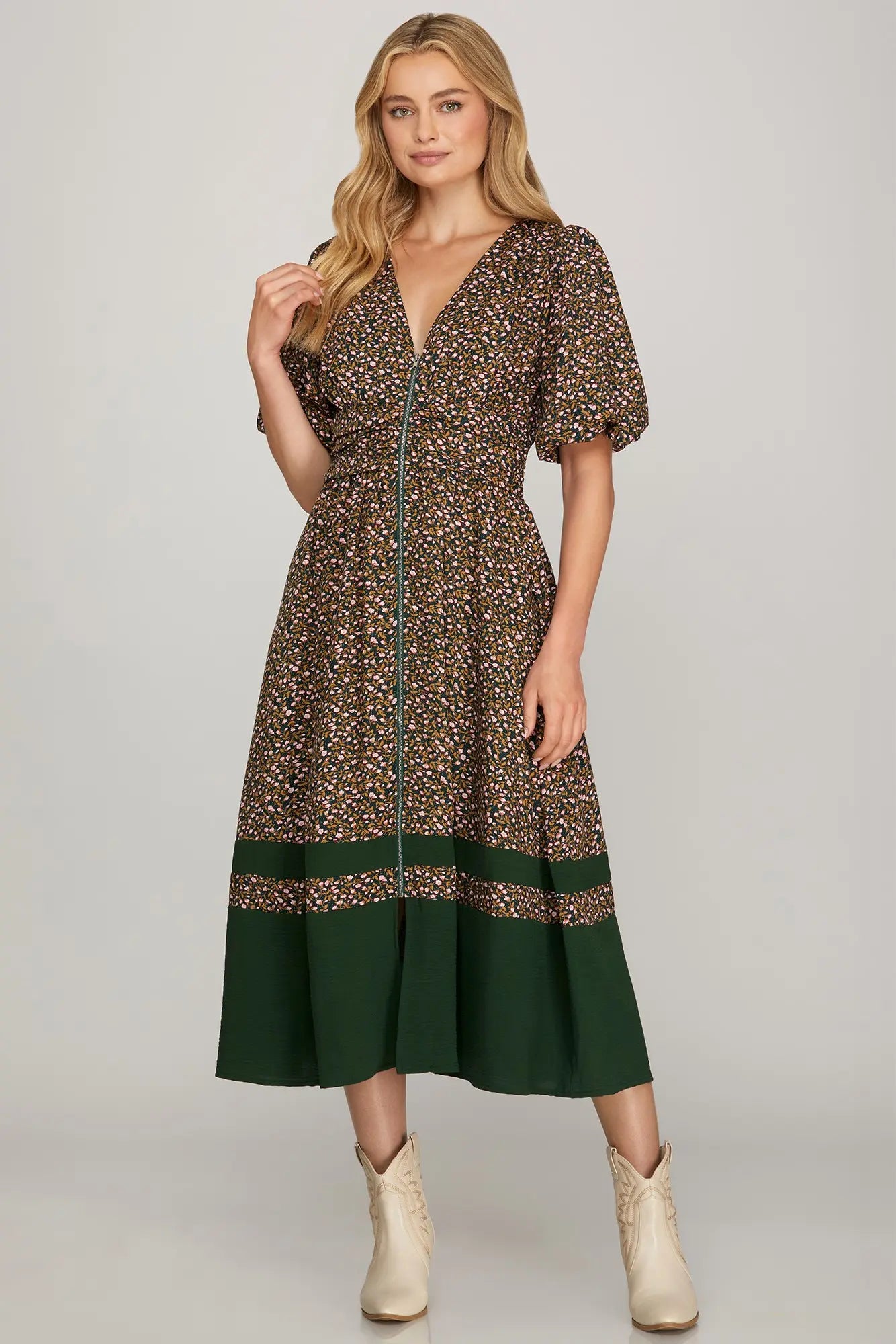 Sea Green Front Zip Dress