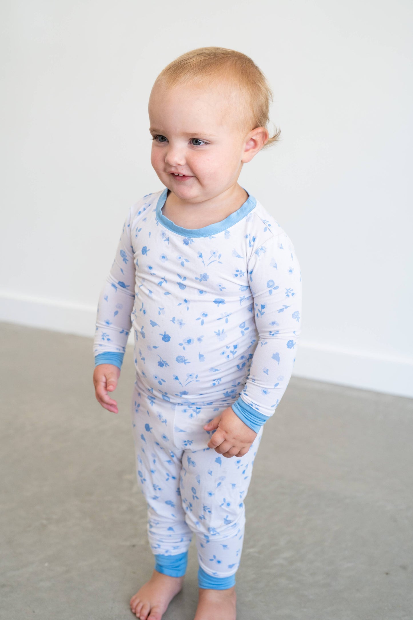 Blue Floral Bamboo Pajama Set 🌸🩵 Two Piece PJs