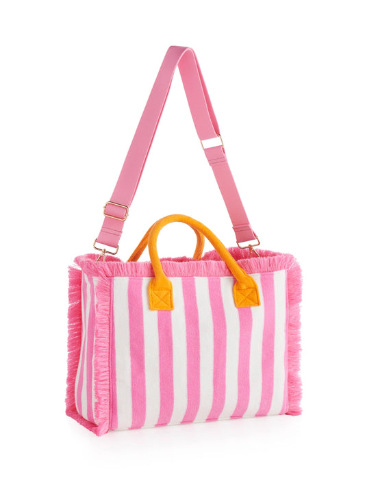 Cabana Stripe Tote- Pink