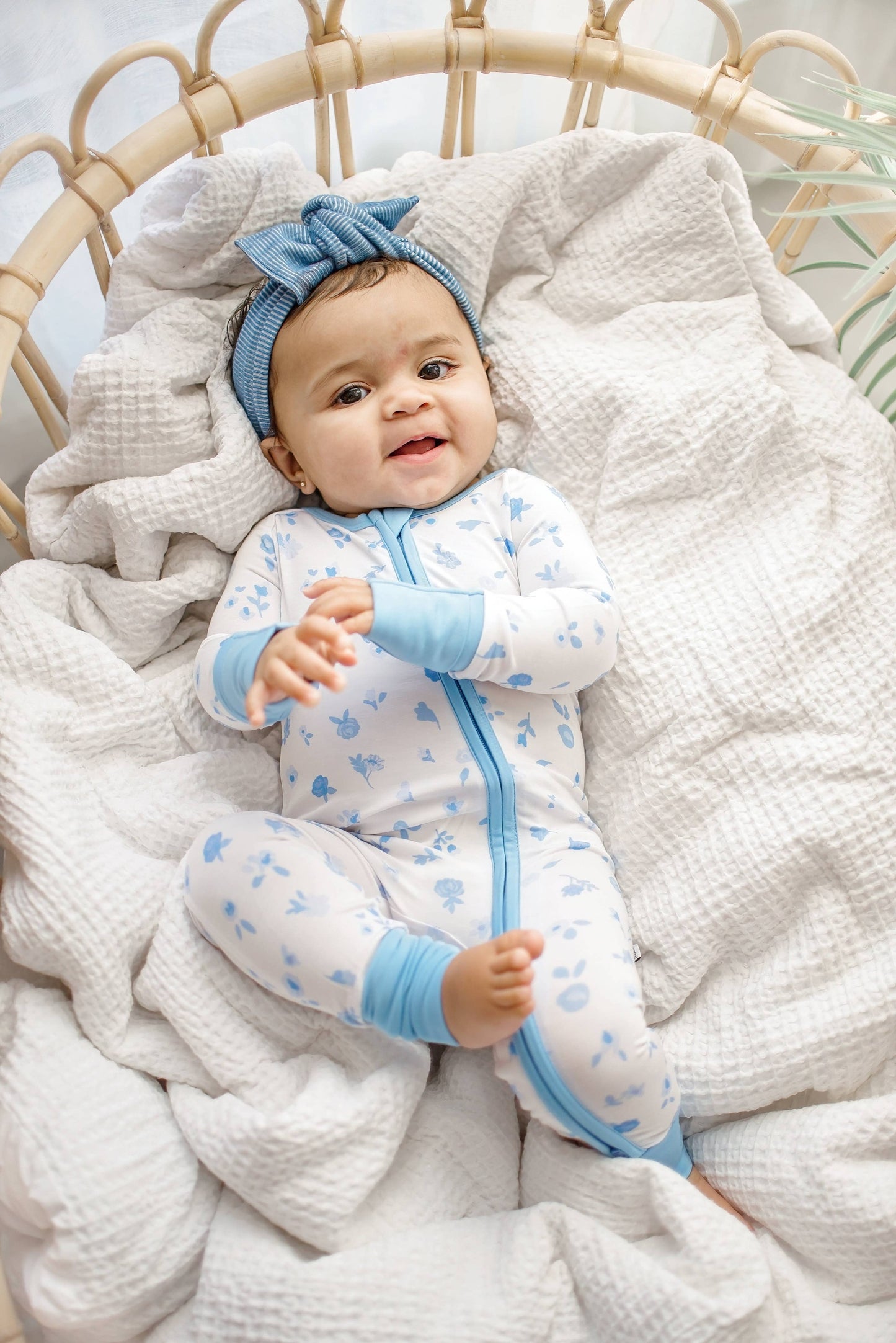 Blue Floral Bamboo Zippy Pajamas🌸🩵|
