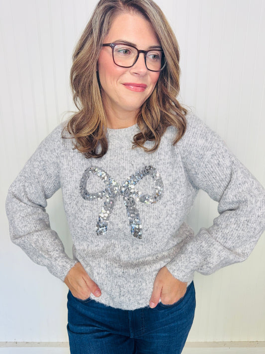 Grey Sequin Christmas Top