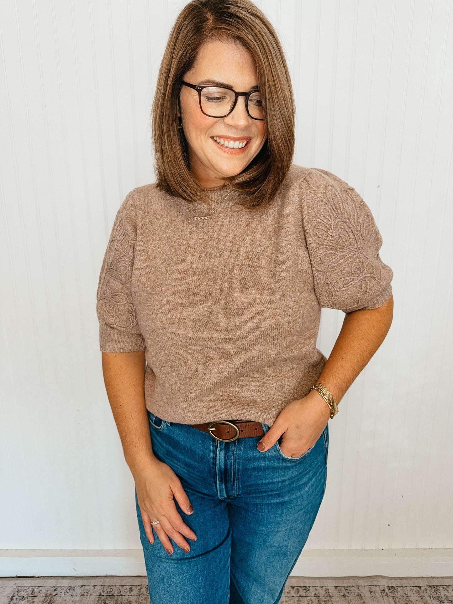 Mocha Short Sleeve Sweater