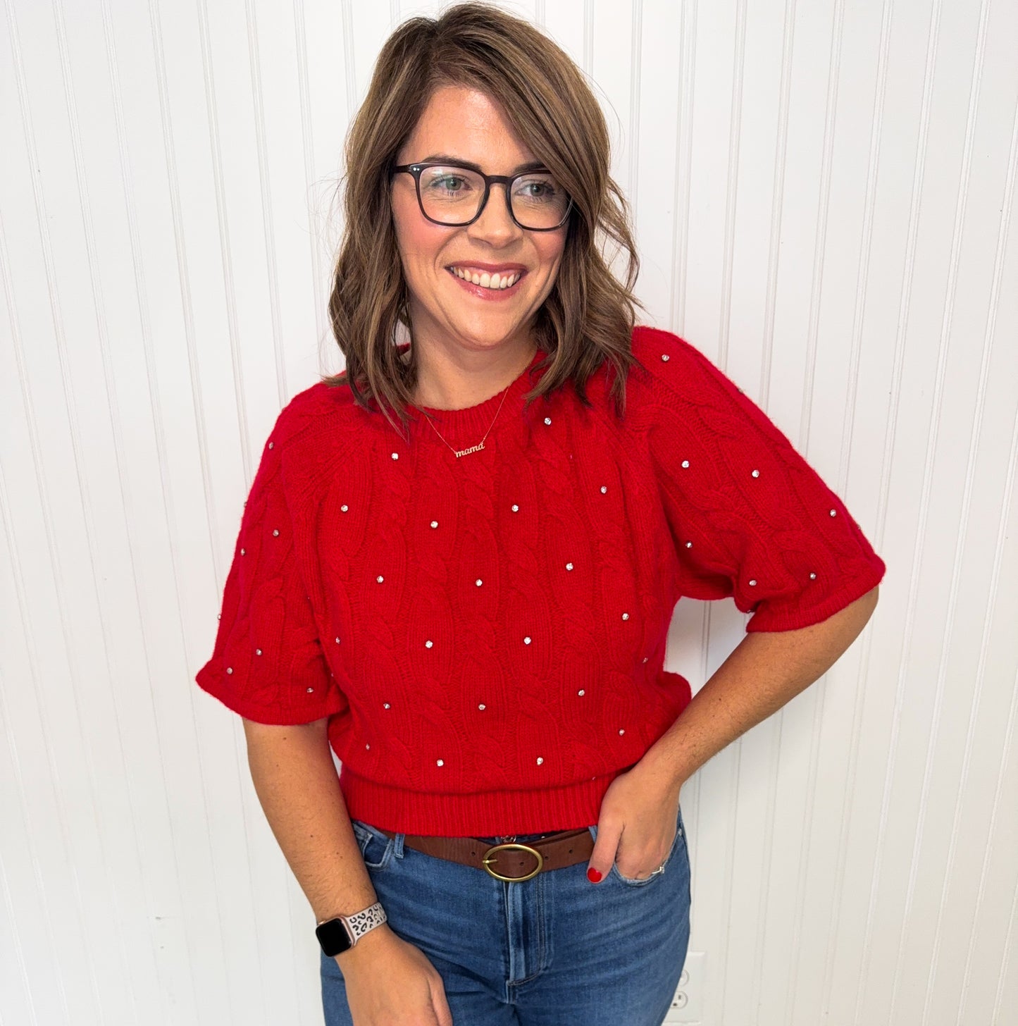 Red Sweater Short Sleeve