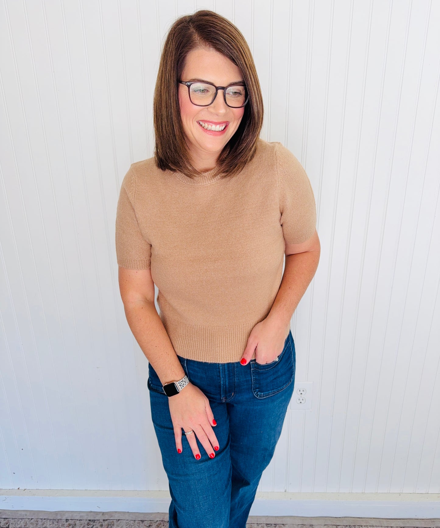 Taupe Short Sleeve Top
