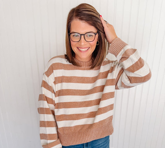 Taupe Striped Sweater