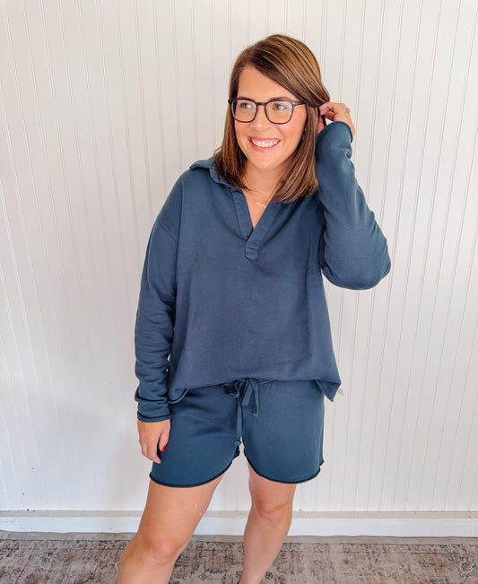 Navy Long Sleeve Henley