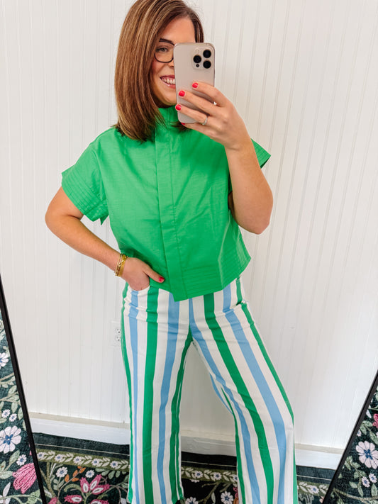 Green Short Sleeve Top