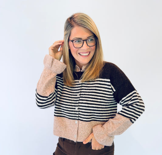 Brown Striped Cardigan