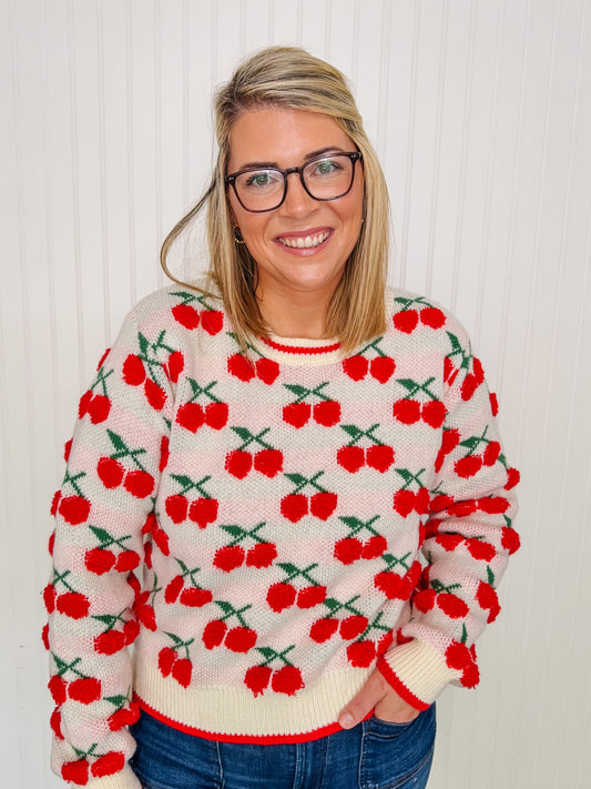 Fuzzy Cherry Sweater