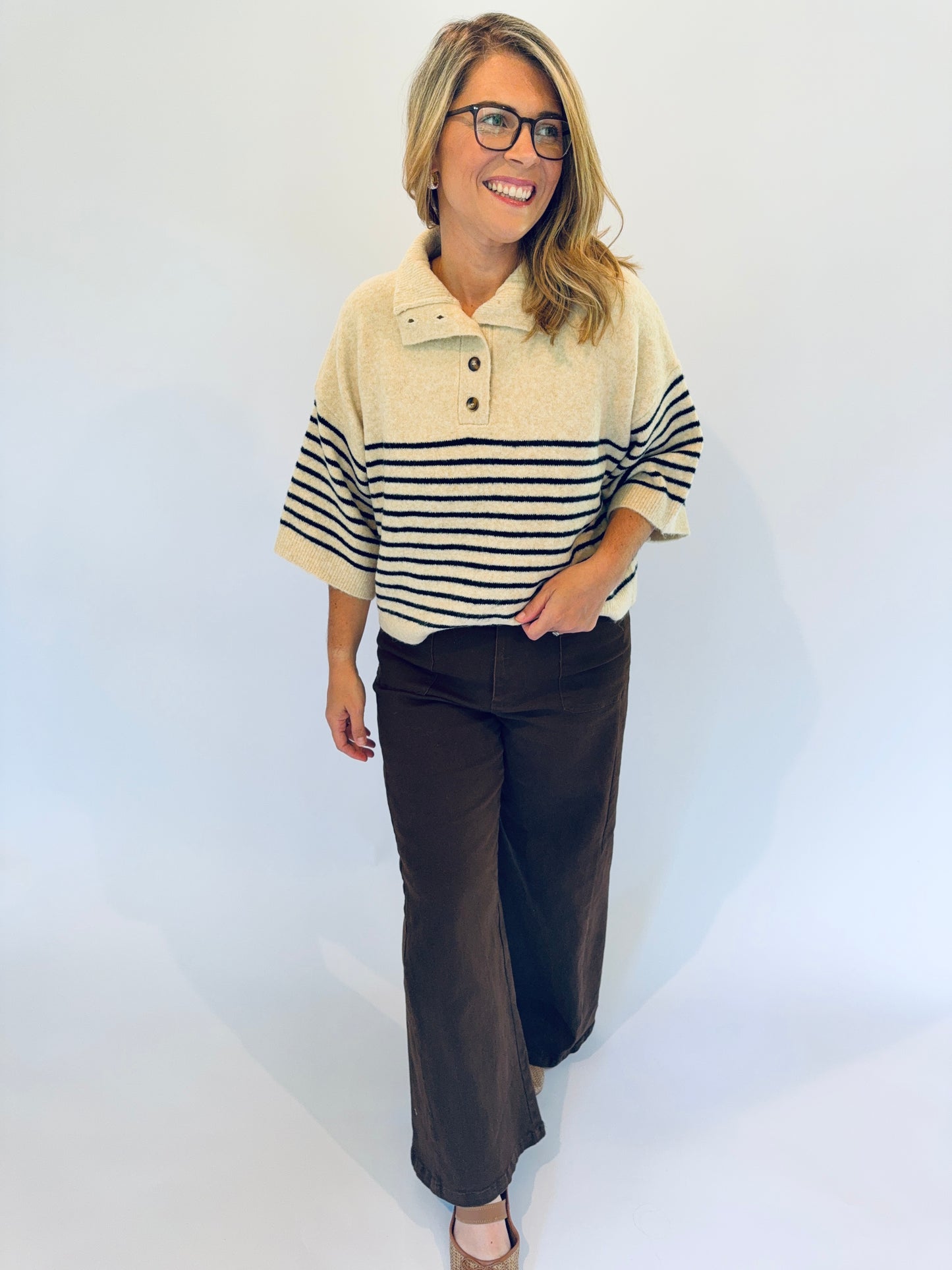 Ecru Stripe Top