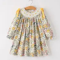 Fall Embroidery Smocking Dress