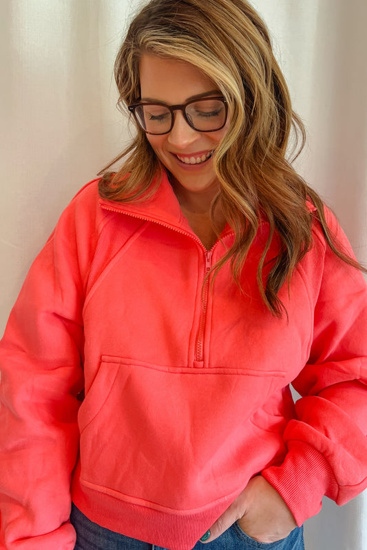 Coral Half Zip