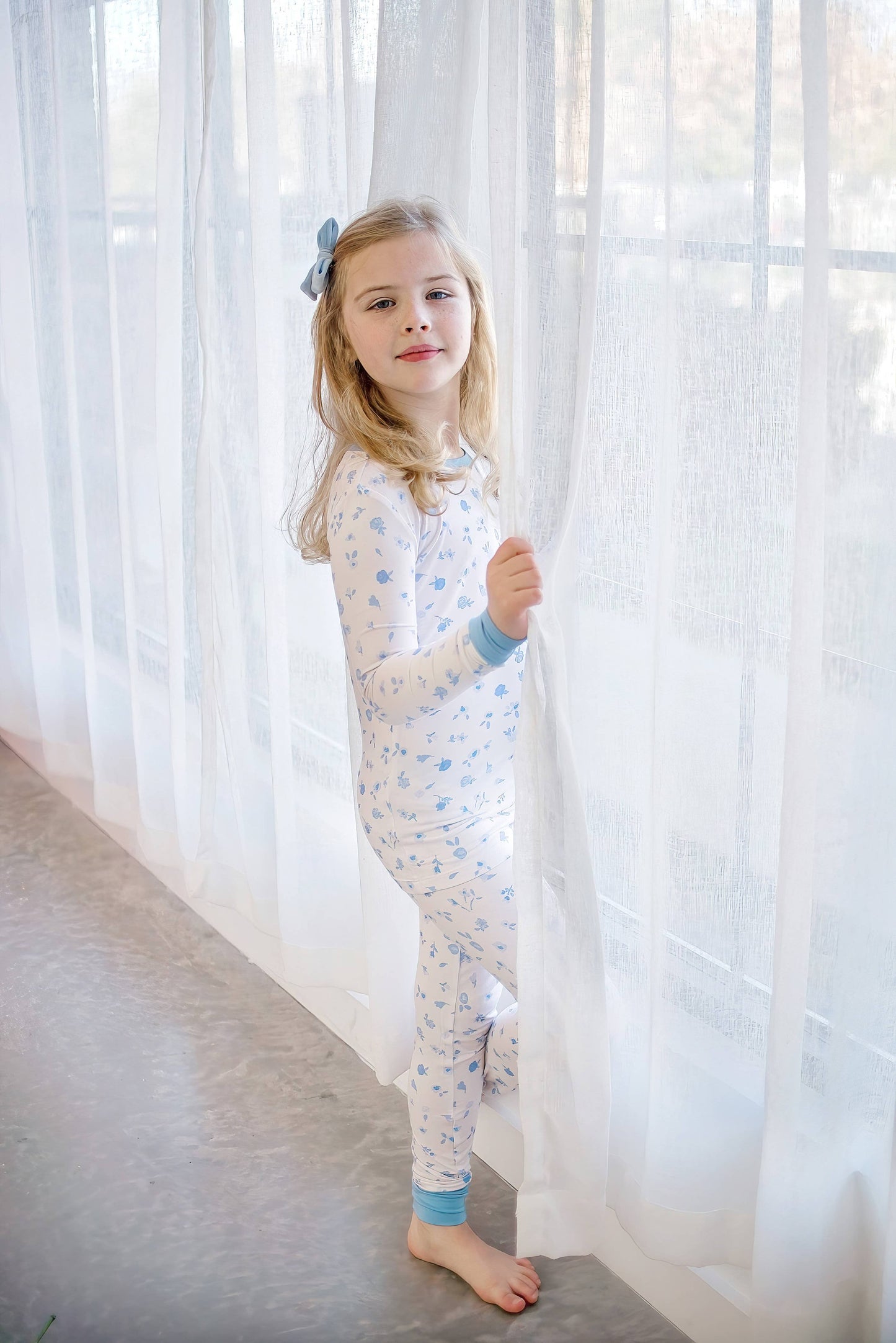 Blue Floral Bamboo Pajama Set 🌸🩵 Two Piece PJs