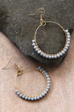 Boho Beaded Circle Drop Earrings