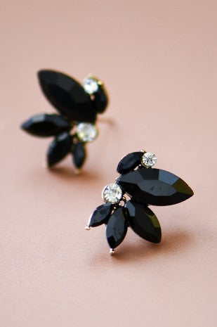 Small Black Crystal Stud Earrings