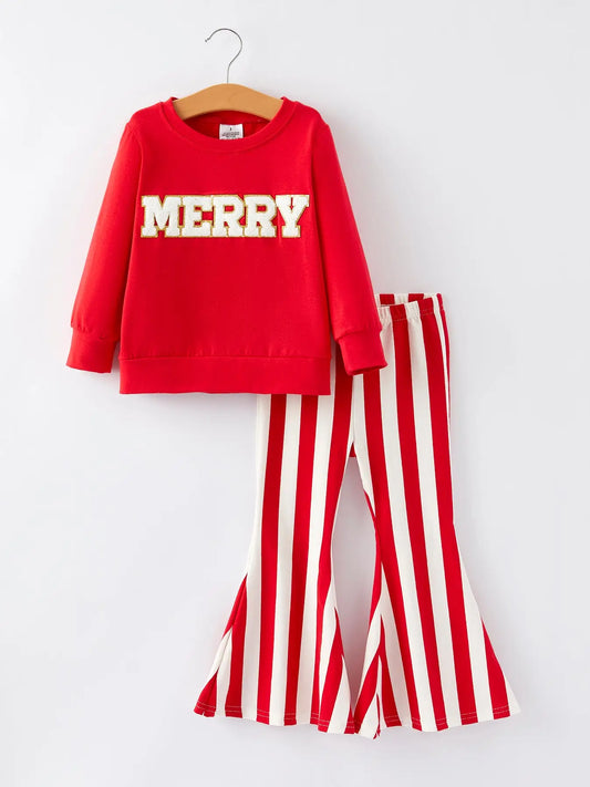 Christmas Girls Striped Set