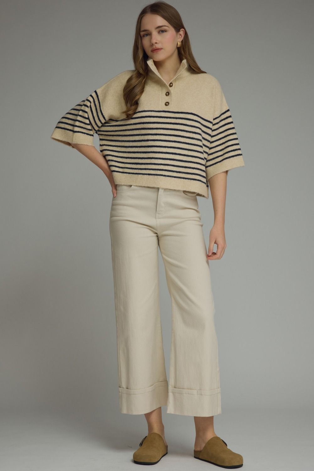Ecru Stripe Top
