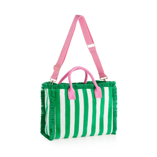 Cabana Stripe Tote- Green