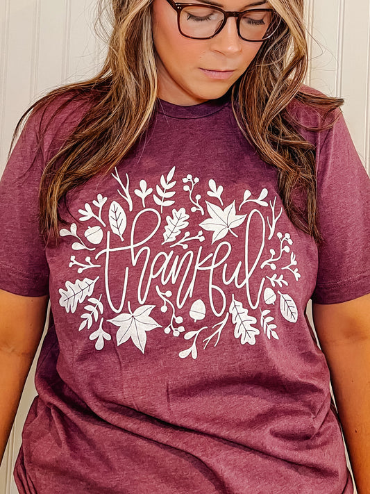 Thankful Leaves Acorn Fall Graphic Tee