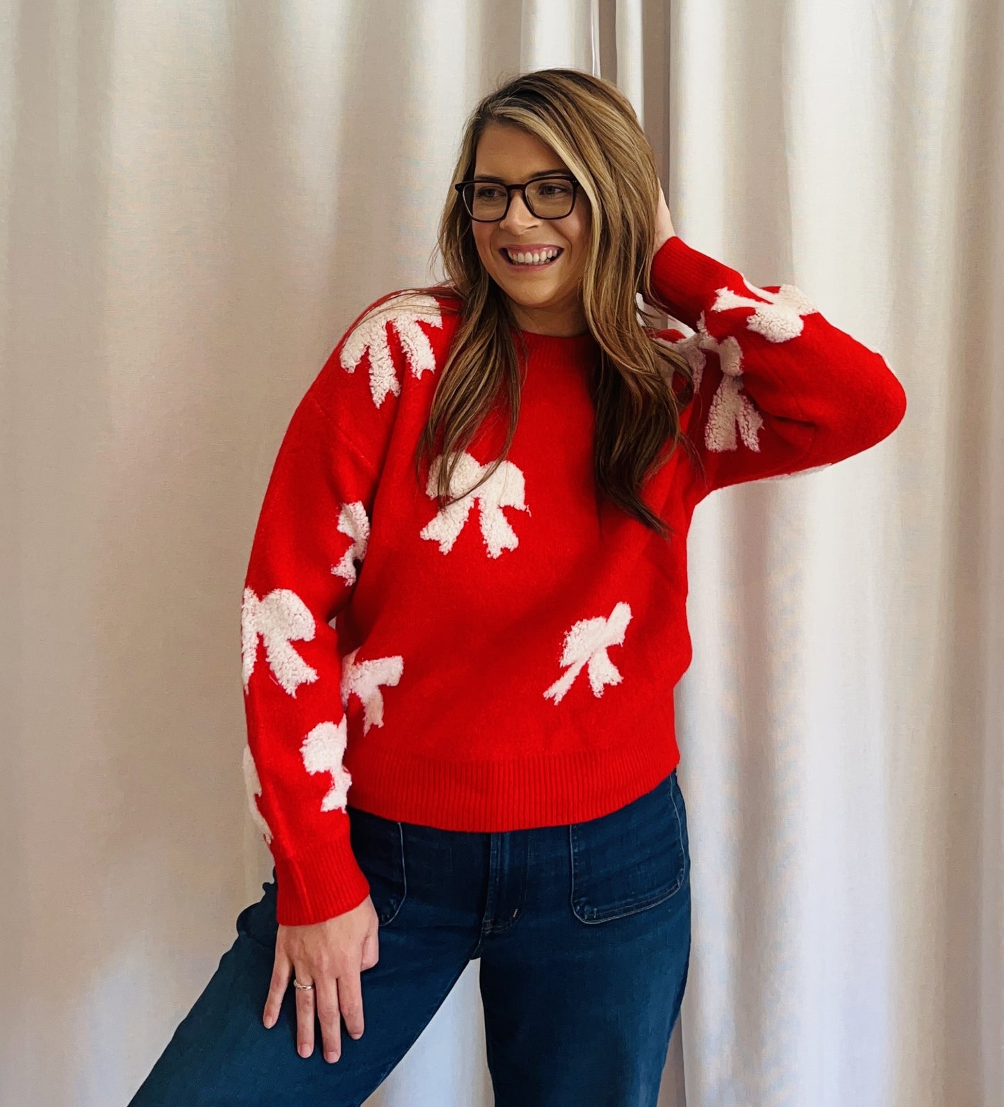 RIBBON BOW PATTERN SWEATER