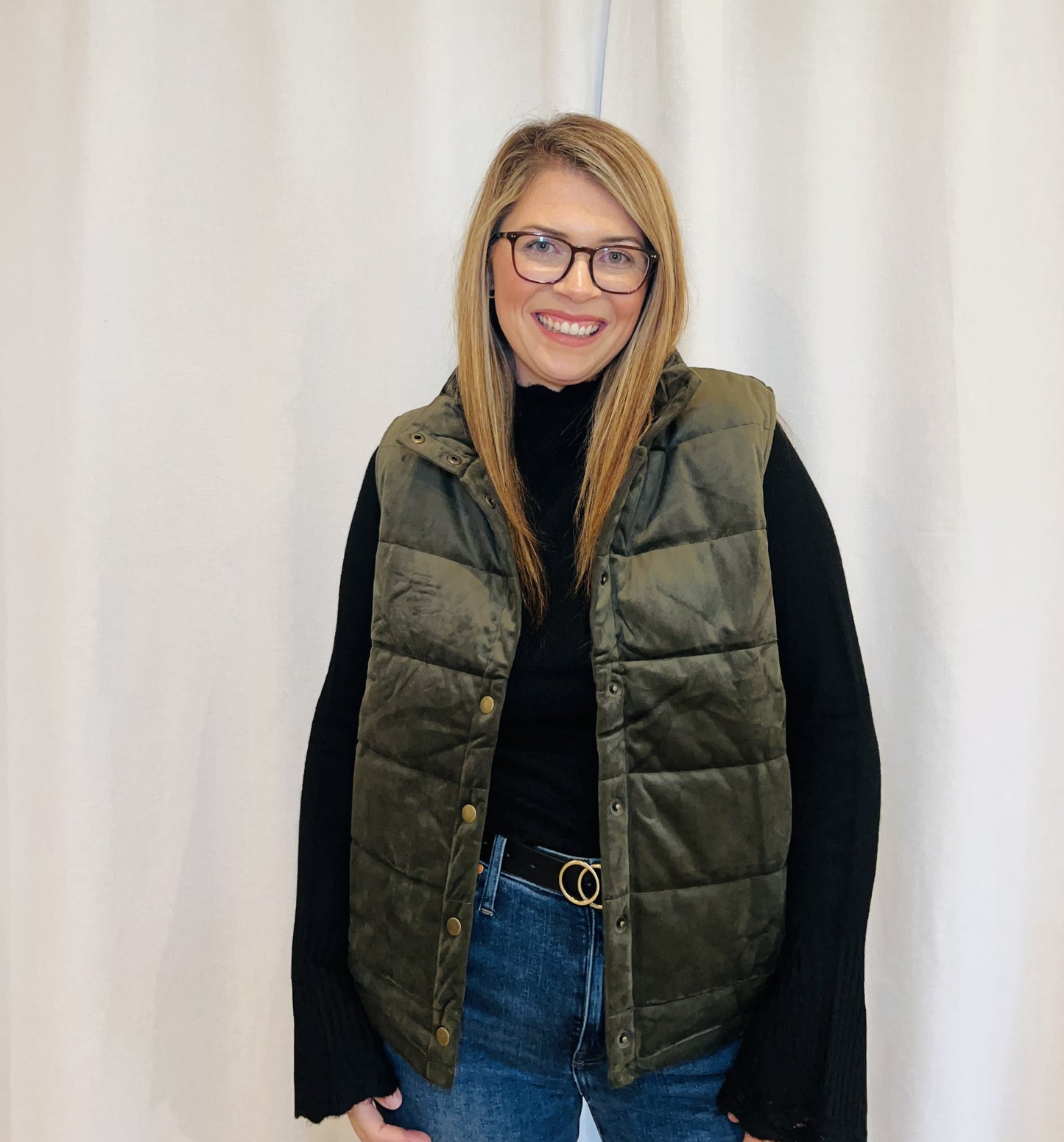 VELVET PADDED VEST WITH POCKETS