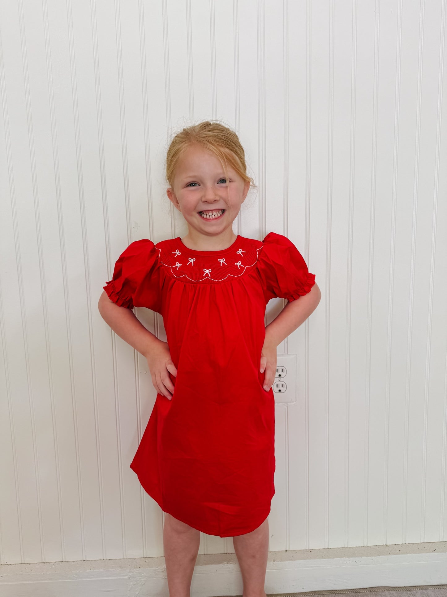 Girls Red Bow Dress