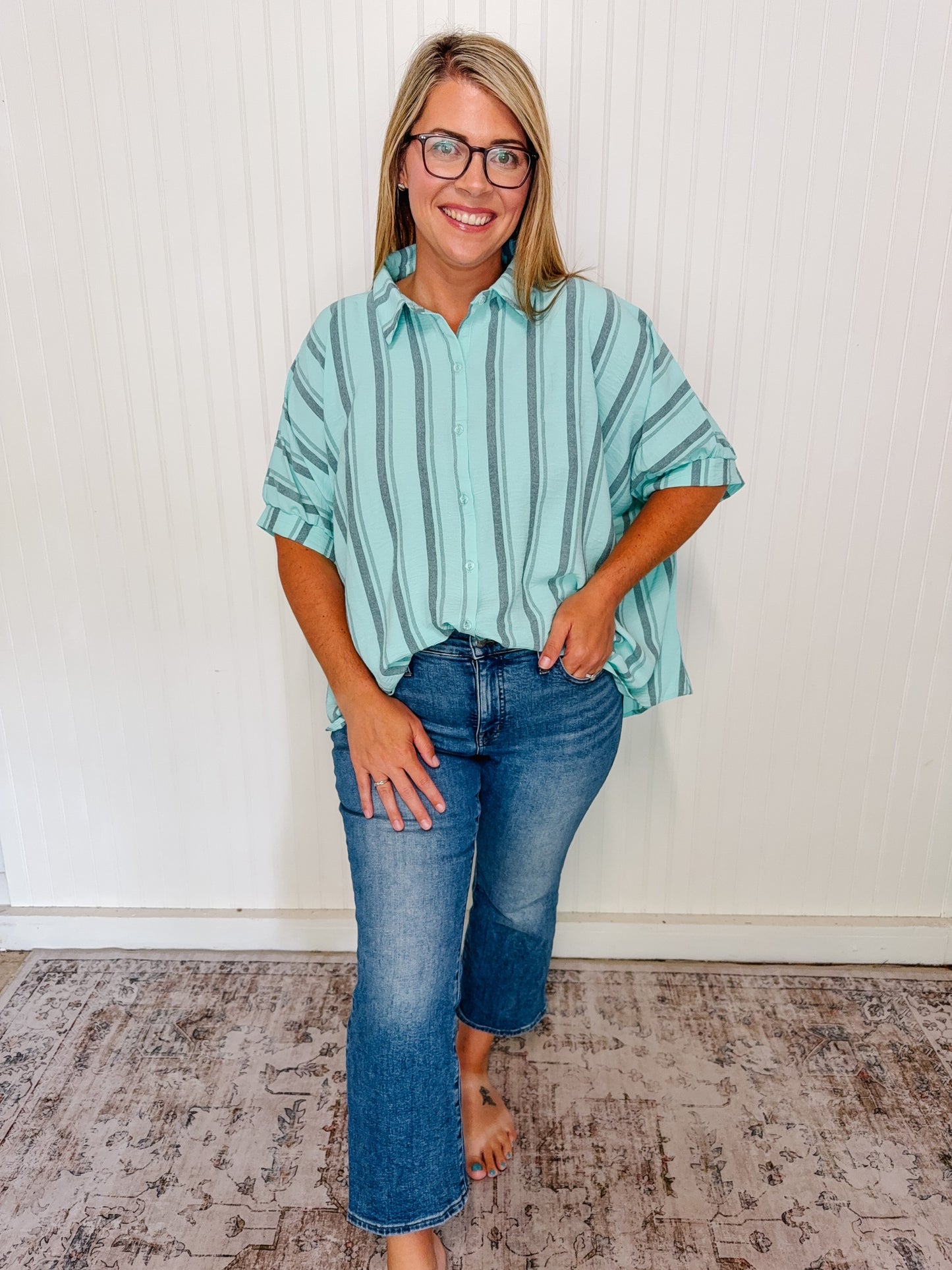Mint Button Down