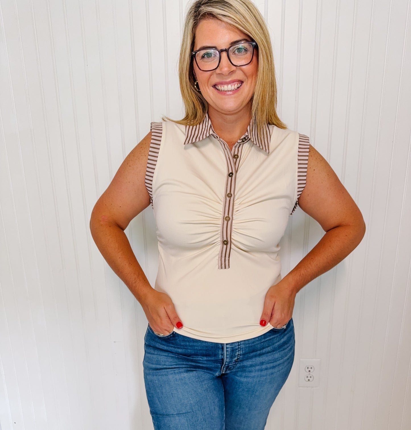 Collared Shirt- Ecru