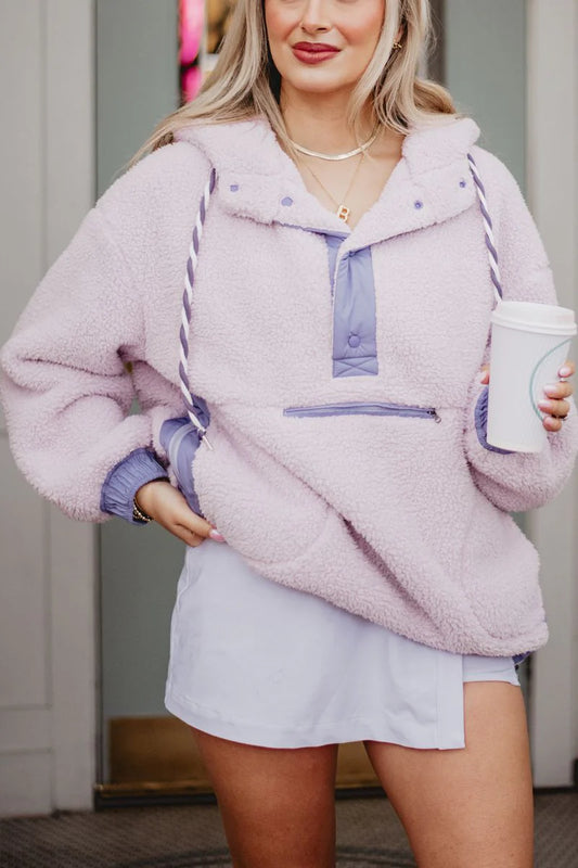 Two- Toned Sherpa Pullover